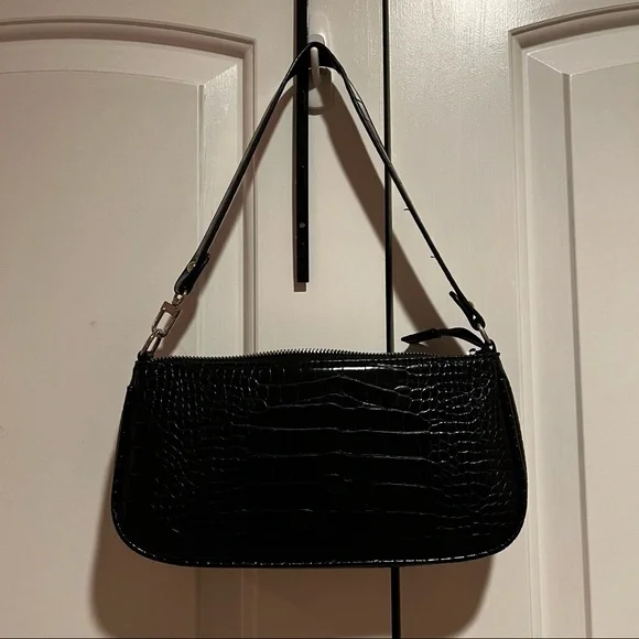 Bags Black Snake Skin Baguette Bag Aesthetic Y2k Shoulder Bag